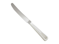 Серебряный столовый нож с резным орнаментом по бокам ручки